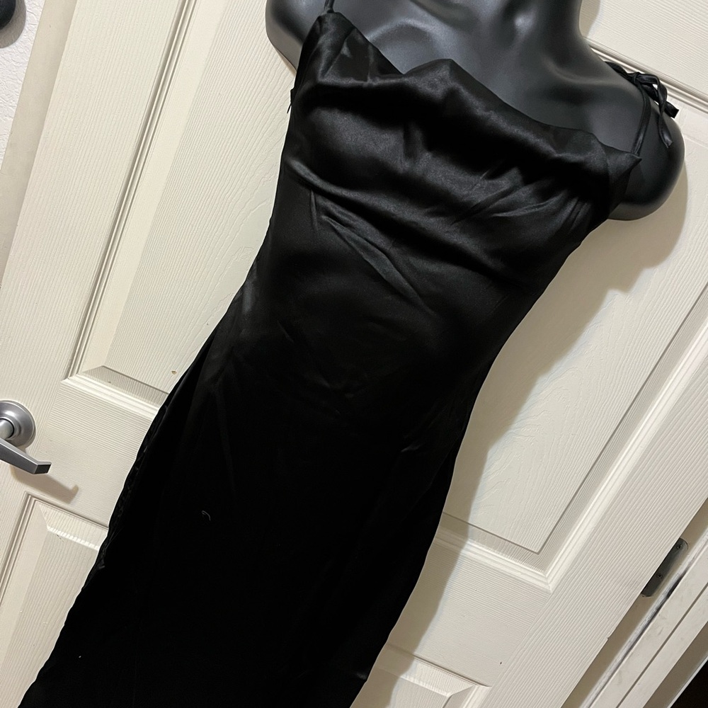 Halfisland Black Cowl Neck Satin Dress Small